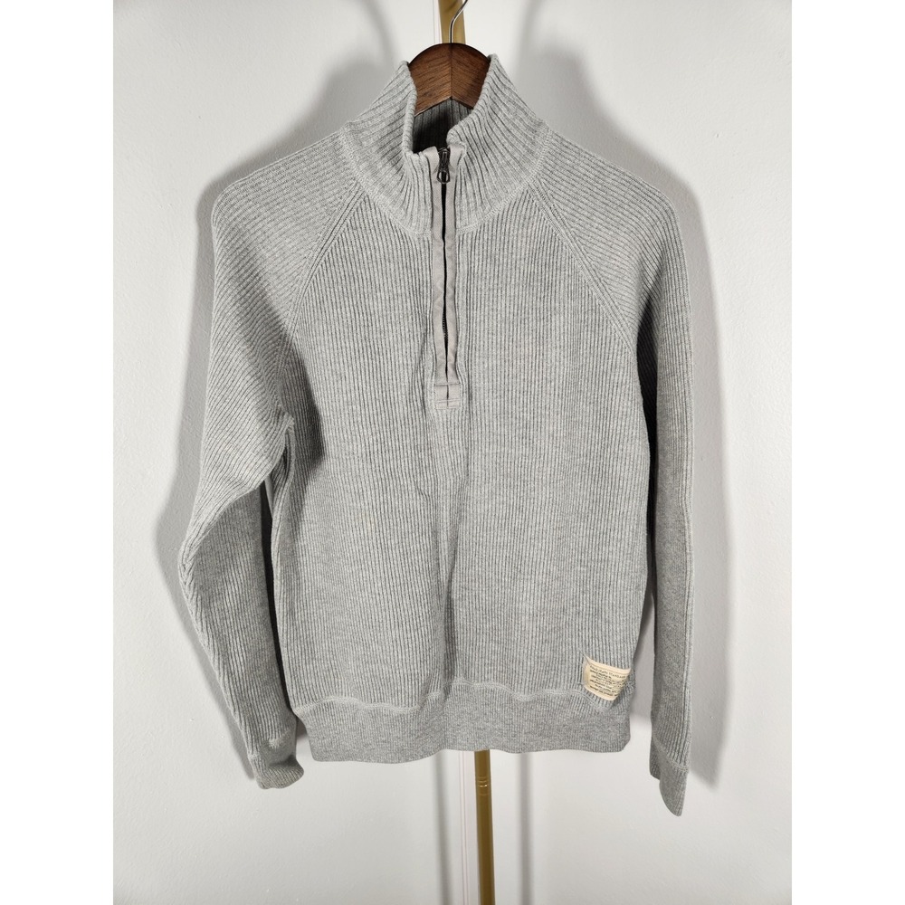 Polo Jeans Company Gray Ribbed 1/4 Zip Mock Neck Sweater Size Small